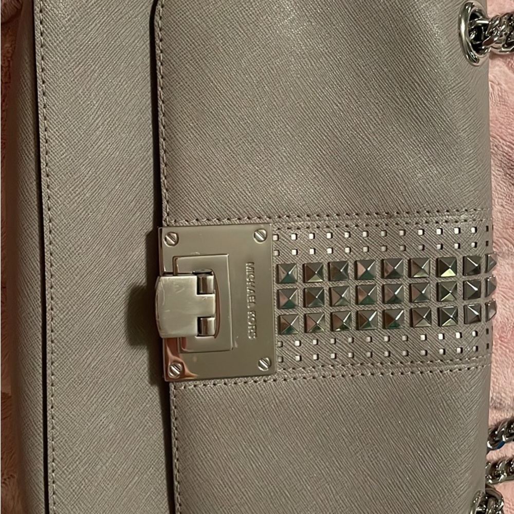 Grey studded michael kors crossbody